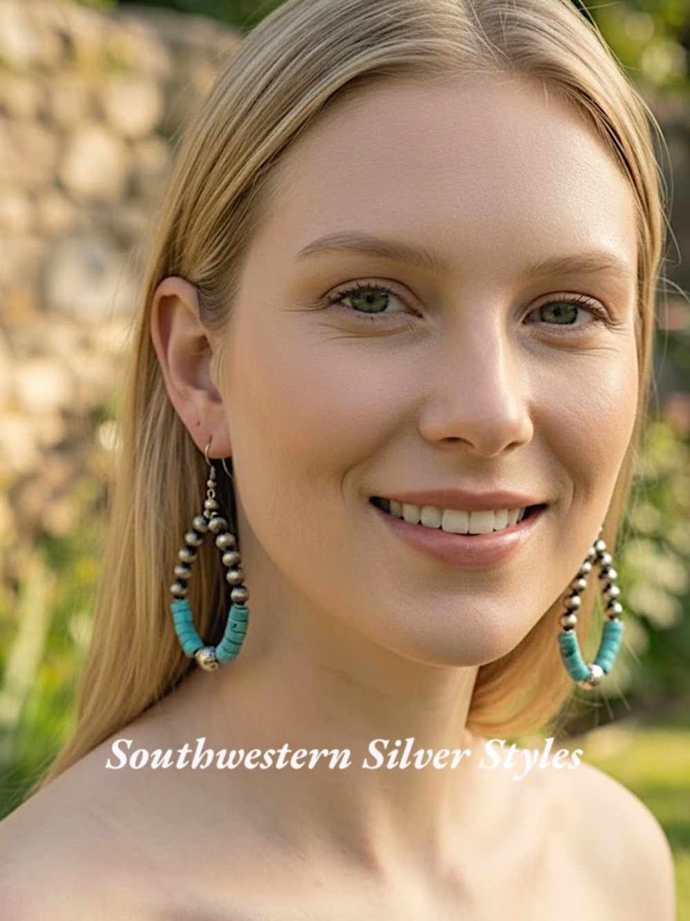 Southwestern Urban Cowgirl Sterling Silver Navajo Pearls Turquoise Earrings